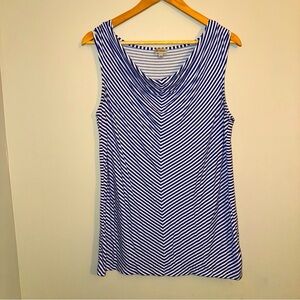 Cremieux women's boat drape neck tank sleeveless shirt blue white stripe L